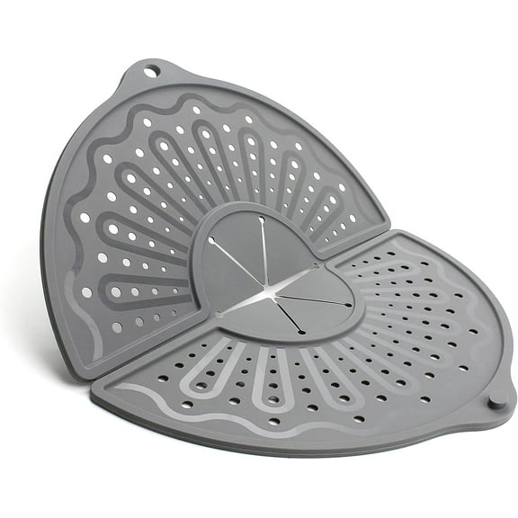 Silicone Splatter  Foldable Splash Guard, Multi-Use Grease Splatter Guard/Trivet Mat, Non-Stick Oil Splatter Guard, Dishwasher Safe, BPA Free, 1pcs-Gray