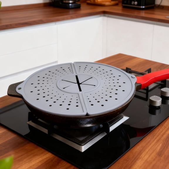 Silicone Splatter Screen Foldable Grease Splash Guard Oil Splatter Guard Dishwasher Safe for 10/11/12 Inch Frying Pan