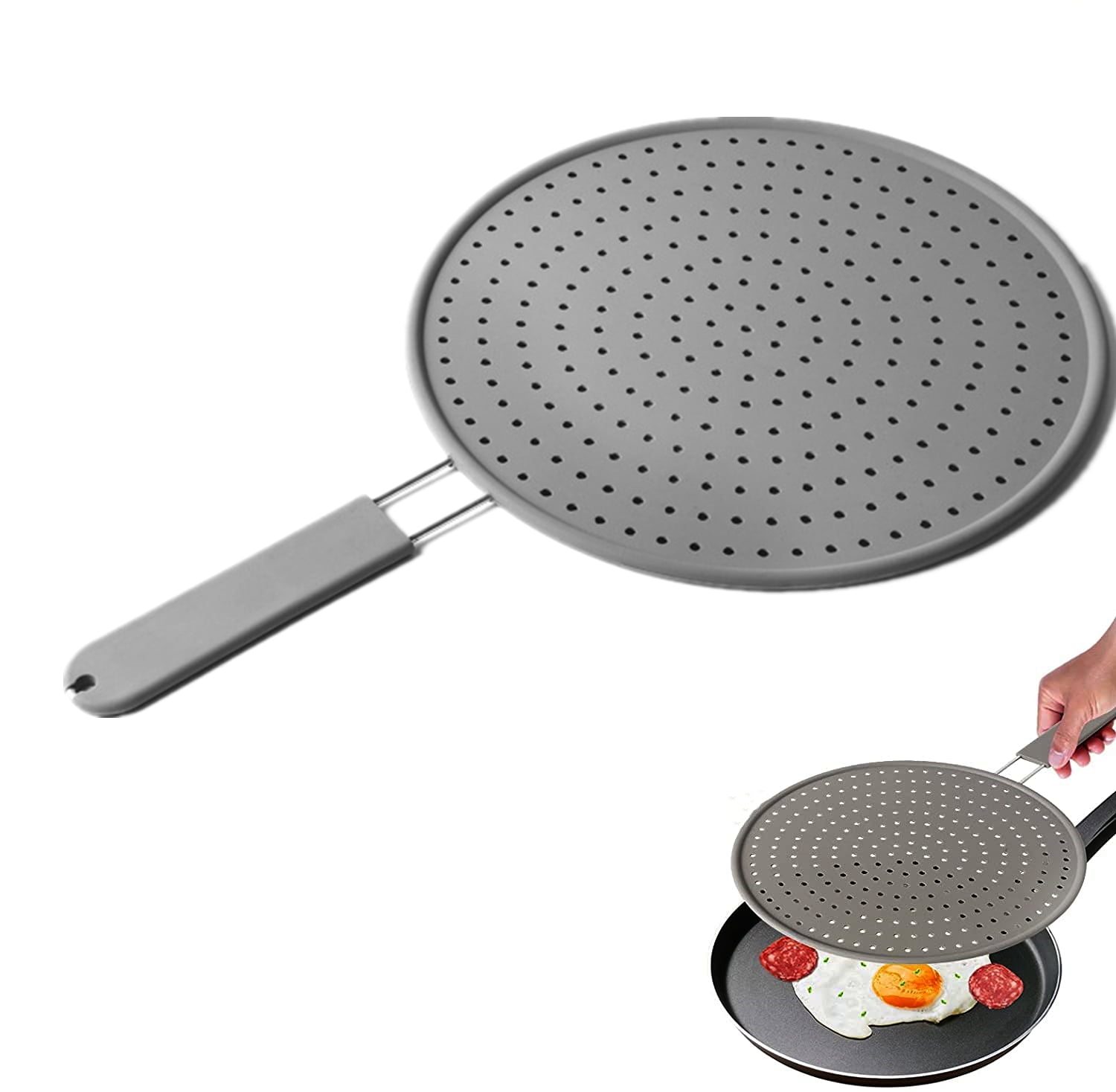 Pluokvzr NON-RUST Silicone Splatter Screen for Cooking - 11 inch Grease  Splatter Guard,and Grease Strainer Non-Stick,Food Safe & Heat Resistant  Splash Guard for Frying Pan 