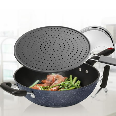 Silicone Splatter Screen Pan Cover 11", iPstyle Oil Splash Guard for Frying Pan Strainer Drain Board
