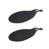 Silicone Spoon Rest 7.8" X 3.44" Heat Kitchen Utensil Holder Spatula Rest for Counter Stove Top, Black 2pcs
