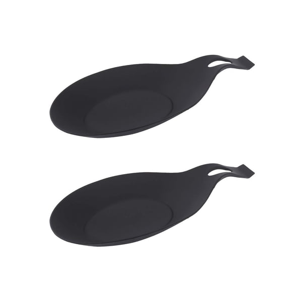 Silicone Spoon Rest,Heat-Resistant Kitchen Utensil Holder with Non-Slip Arch Design & Hanging Hole,For Stove Top Countertop,2PC,Black