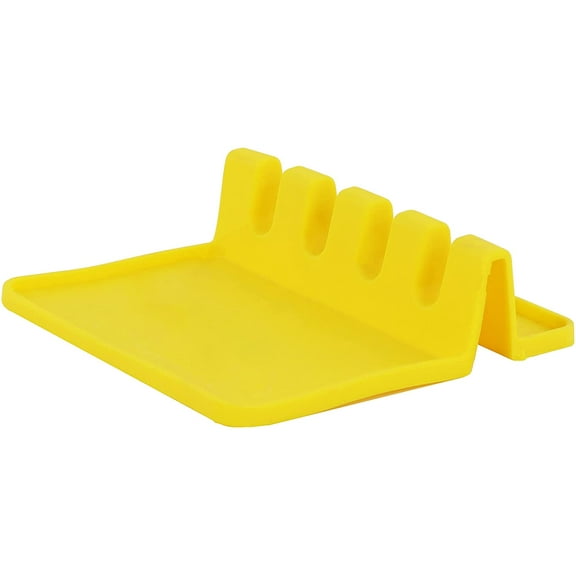Silicone Spoon Rest for Kitchen Counter Fits Multiple Utensils Yellow