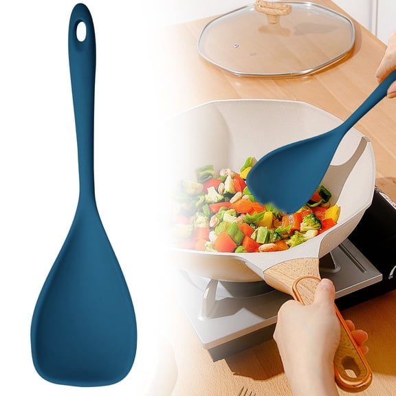 Silicone Spoon Spatula, 600ºF Heat-Resistant Food Grade Rubber Spoonula with Seamless Design, Non-Stick Flexible Scraper Kitchen Cooking Spoon Baking Tool for Mixing, Scraping, 1 Pcs, 11.81x3.66"
