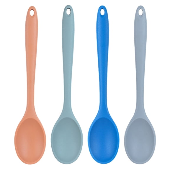Silicone Spoons for Cooking - Large Kitchen Spoons for Mixing, Serving, & Stirring -Resistant Non Stick Utensils  Big Solid & Slotted Basting Spoons - Dishwasher Safe,