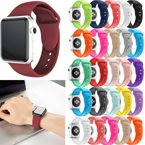 Silicone Sport Replacement Watch Band Strap for Apple Watch Series 1, 2, 3, & 4 - 38mm, 40mm, 42mm, or 44mm (20-Colors)