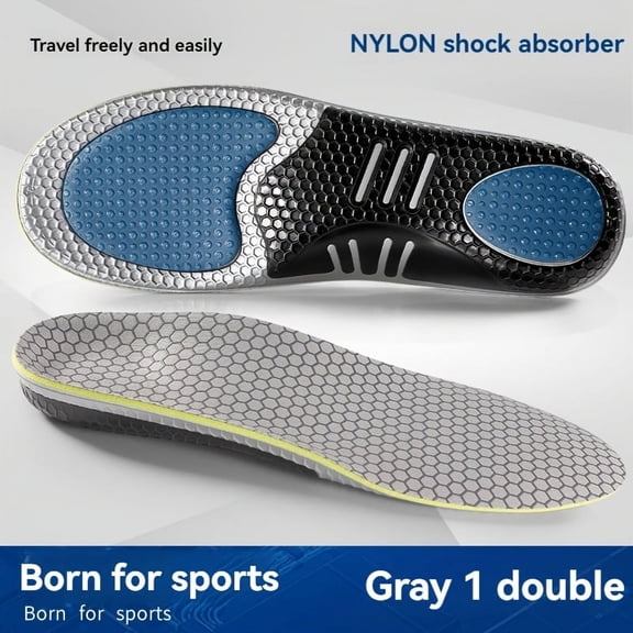 Silicone Sports Insoles - Shock-Absorbing, Comfortable Cushioning for Running & Standing with Arch Support, Shoe Pads