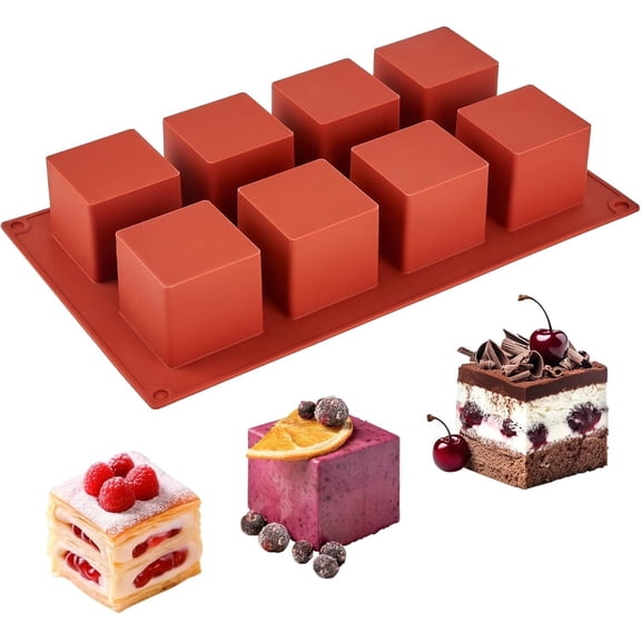 Silicone Square Mold, 2" x 2" x 2" Cube Cake Mold Non-Stick Baking Mold for Mousse Cake, Chocolate, Truffle, Ice Cube