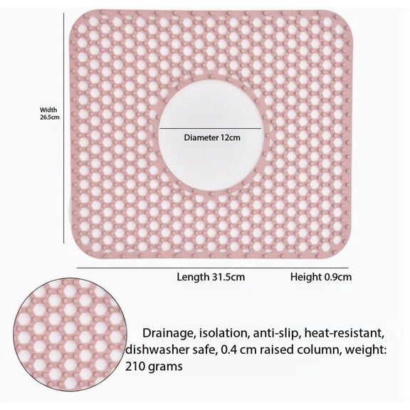Silicone Square Sink Countertop Mat - Non-Slip Heat-Resistant Kitchen Mat for Safe Cooking and Easy Maintenance