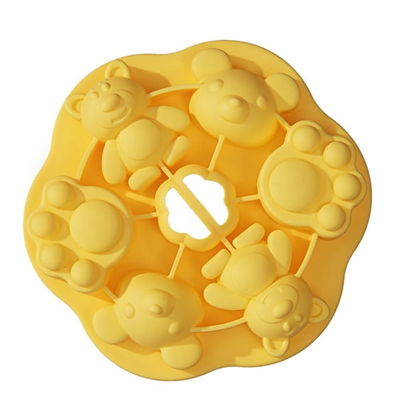 Silicone Steamed Cake Mold, Food Grade Paw Bear Shaped Non-Stick Baking Tool, 1 Pack 7.9 Inch Cartoon Design, for Homemade Baby Toddler Food Supplement Pastry Candy Pudding Making