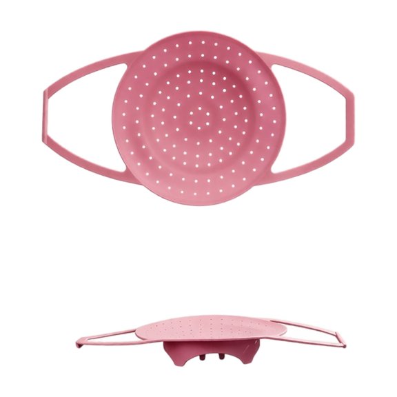 Silicone Steamer Rack, Heat Resistant Insert Basket Buns Vegetables Dumplings Seafood Cooking Tool Folding Feet Non-Stick Steam Tray Kitchen Pressure Cooker Accessory. Pink
