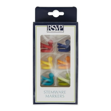 Silicone Stemware Drink Markers, Assorted Colors, 6 Piece