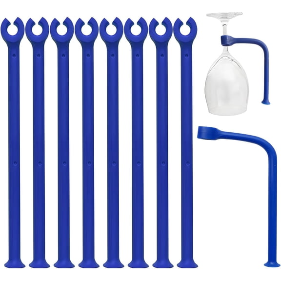 Silicone Stemware Saver Flexible Stemware Holder Dishwasher Wine Glass Protector Tether Silicone Dishwasher Attachment (Blue/8 pcs)