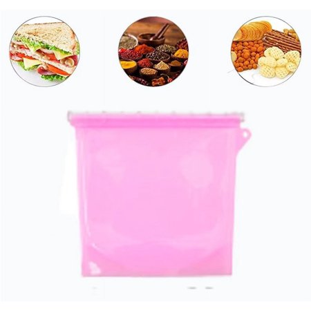 Silicone Storage Bag, Ultra-Thick Reusable Silicone Food Bag, Versatile Silicone Bags for Vegetable, Liquid, Snack, Meat, Sandwich, Large(Pink)
