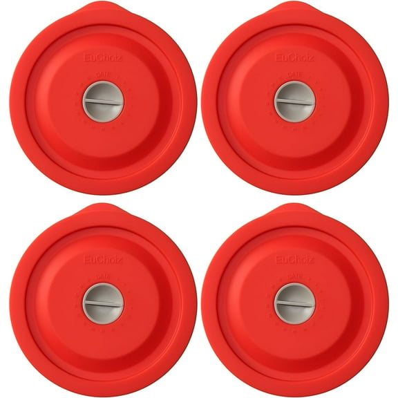 Silicone Storage Cover Lids Replacement for Pyrex 7200-PC 2 Cup Glass Bowls, 4 Pack Red