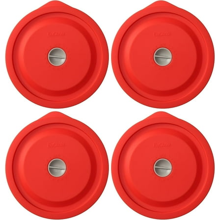 Silicone Storage Cover Lids Replacement for Pyrex 7201-PC 4 Cup Glass Bowls, 4 Pack Red