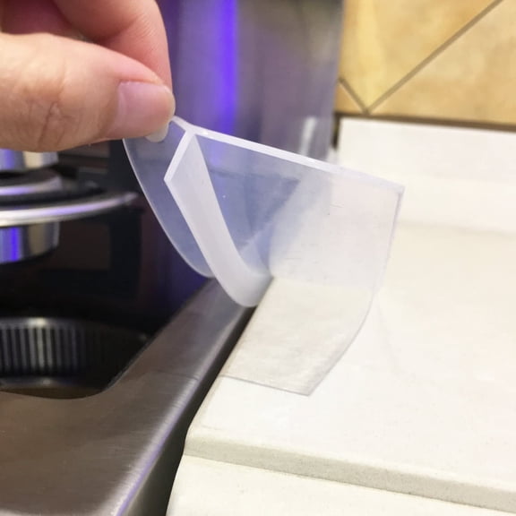 Silicone Stove Counter Gap Cover Kitchen Counter Gap Filler Transparent 21" Long Gap Filler Sealing Spills between Kitchen Appliances Washing Machine and Stovetop, Set of 2 (Clear)