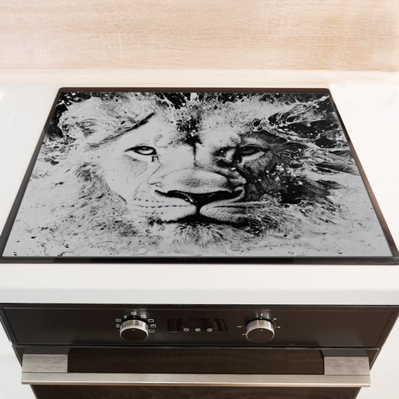 Silicone Stove Mat for Glass Top Stove, Gorgeous Splash - Effect Lion Electric Stove Cover Mat, 28 x 20 Inch Heat - Resistant Gas Gtove Burner Covers Glass Stove Top Protector