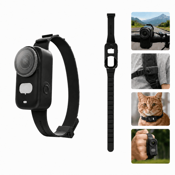 Silicone Strap Mount for DJI Osmo Nano, Multi-Function Action Camera Accessories for Wrist, Backpack & Pet Collar, Hands-Free POV Recording, Travel Vlogging, Drop & Scratch Protection