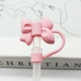 thumbnail image 1 of Silicone Straw Cover Cap Bow Shape Splash Proof Reusable Straw Topper Lid Compatible 0.4in Wide Straws Cute Personality Design Outdoor Portable, 1 of 9