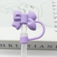 thumbnail image 1 of Silicone Straw Cover Cap Bow Shape Splash Proof Reusable Straw Topper Lid Compatible 0.4in Wide Straws Cute Personality Design Outdoor Portable, 1 of 9