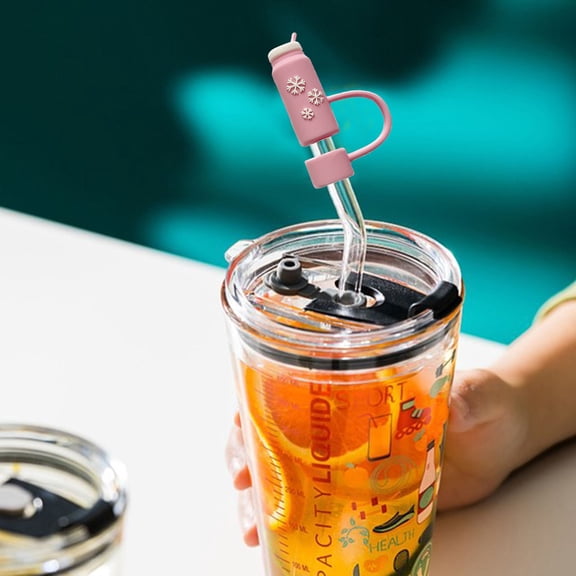 Silicone Straw Cover with Handle Loop Dustproof Straw Topper Cap Compatible with 20/30/40 oz Tumblers for Daily Hydration, Travel & Outdoor Activities