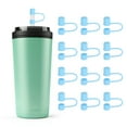thumbnail image 1 of Silicone Straw Covers Cap, Drinking Straw Toppers with Handle Dust-Proof Fit for Water Bottle 30-40 oz Tumbler Light Blue, 1 of 5