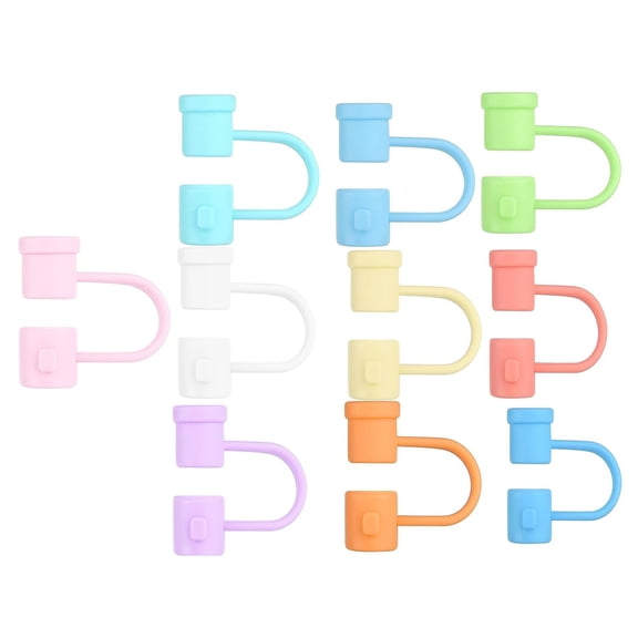 Silicone Straw Covers Set  10 Pack Reusable Straw Tips Compatible with 8mm Straws, 10 Colors, Food-Grade Material, Dust-Proof for Travel, Picnics, Parties, and Daily Use