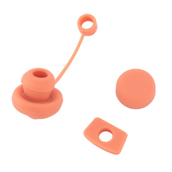 Silicone Straw Plug Set Reusable Drinking Straw Tip Cover Splashproof Sealing Bottle Hole Stopper Dustproof Cap Kit for Water Cups, 3-Piece, Vibrant Orange (5.00 in / 12.7 cm)
