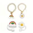 thumbnail image 1 of Silicone Straw Tips Cover Flower Rainbow Reusable Drinking Straw Tips Lids With Charms Dust-Proof Straw Plugs for10mm Straw, 1 of 5