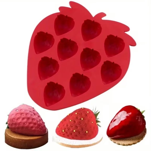 Silicone Strawberry Shape Ice Cube Tray - Fun Cranberry Design for Jelly, Candy, Whiskey, and Cocktails | Durable Kitchen Accessory for Parties and Home Use