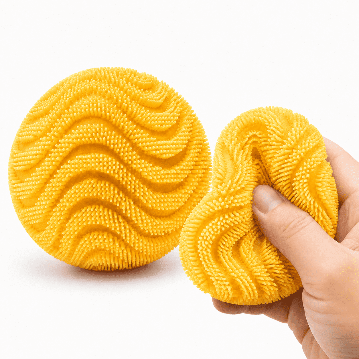 Silicone Stress Ball, Textured Squeeze Ball, Soft Elastic Hand Grip Ball for Desk, Office, Home, Travel and Everyday Focus