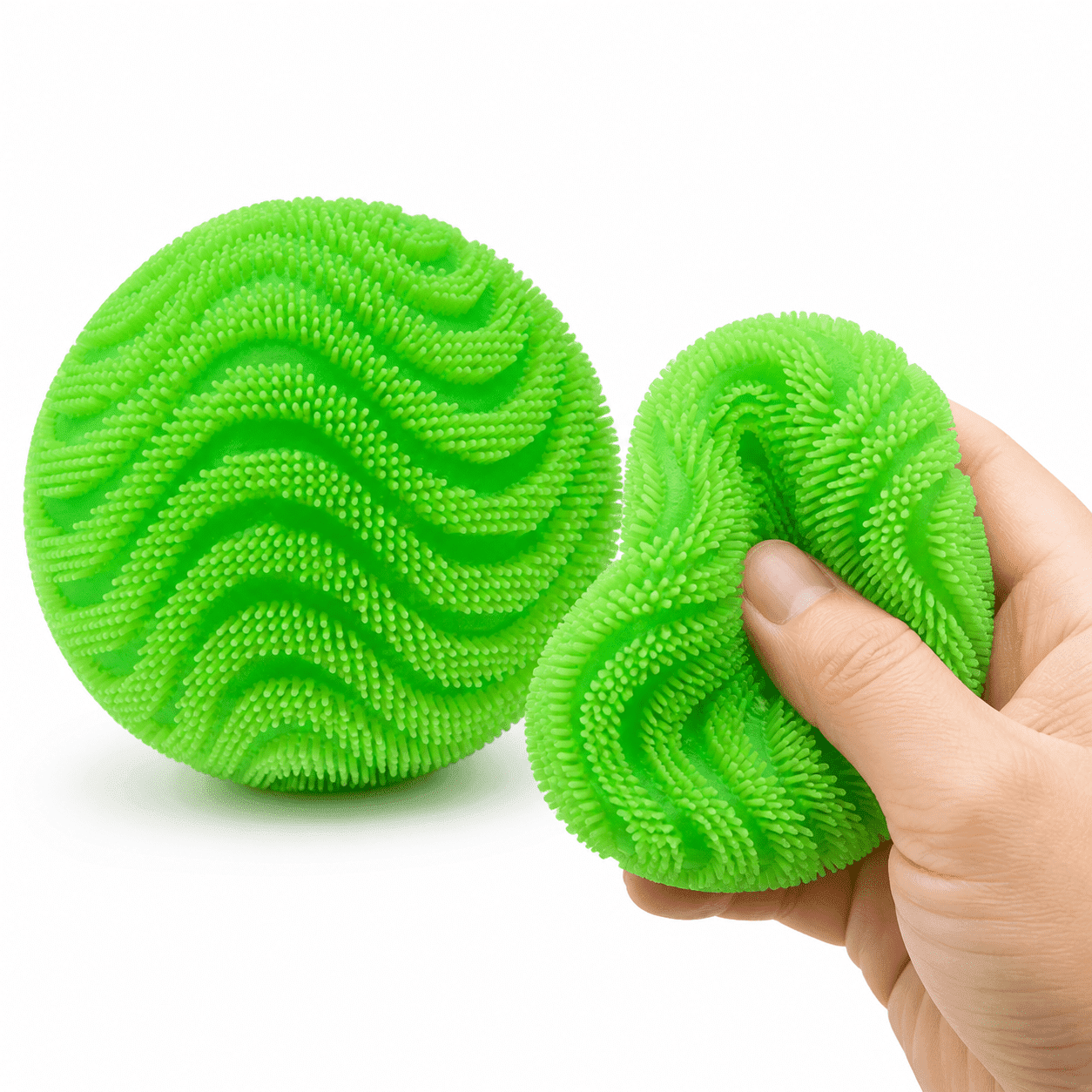 Silicone Stress Ball, Textured Squeeze Ball, Soft Elastic Hand Grip Ball for Desk, Office, Home, Travel and Everyday Focus