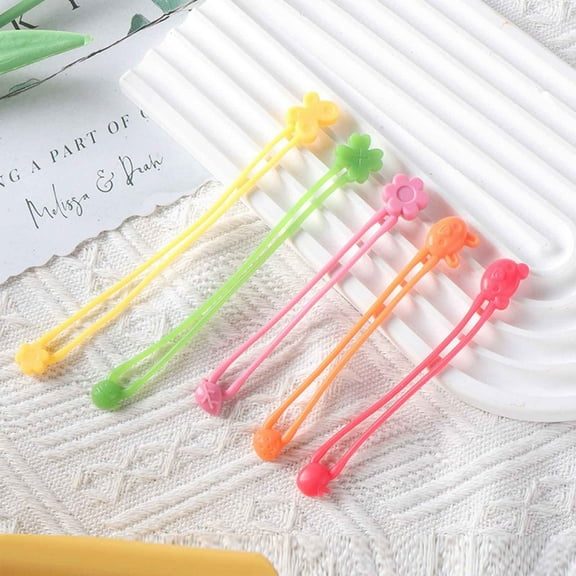 Silicone Stretch Bands, Food Ties, 5-Pack Kitchen Organizer Straps for Bento Box, Lunch Container, Home Office Use