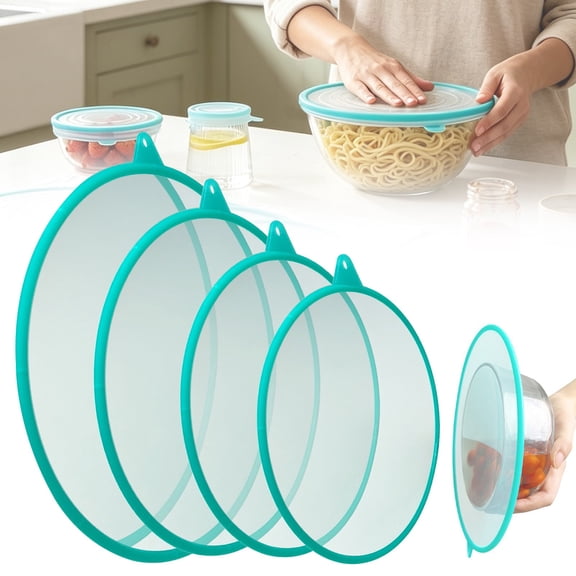 Silicone Stretch Bowl Lids, Reusable Round Covers for Containers Mugs Jars and Microwave Safe Storage