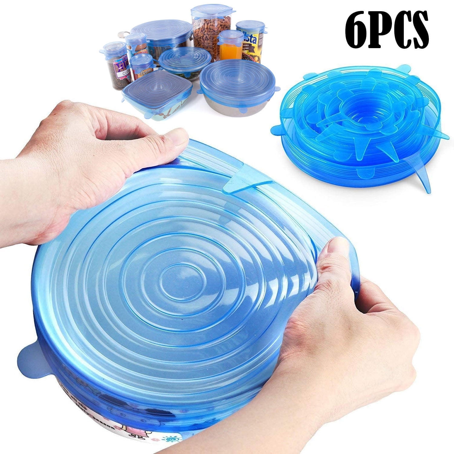 Peduu Silicone Stretch Lids, Reusable Food Covers, Heat Resistant, 6 ...