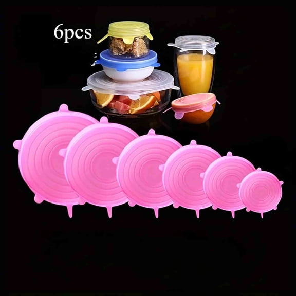 Silicone Stretch Lids for Food Storage in Fridge, Reusable Elastic Bowl Covers for Cup, Cans, Jars, Round & Rectangle Container, Food Grade Silicone Microwave Food Cover, Heat-Resistant, 6PCS