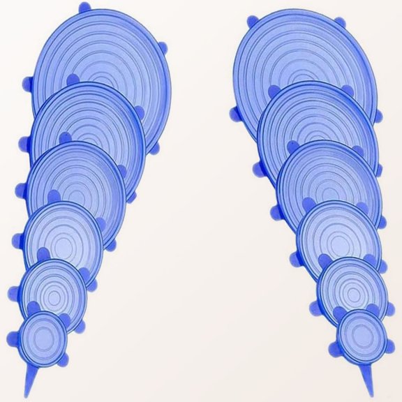 Silicone Stretch Lids Set, Reusable Food Storage Covers, Flexible to Fit All Containers, Keep Food Fresh (Blue)