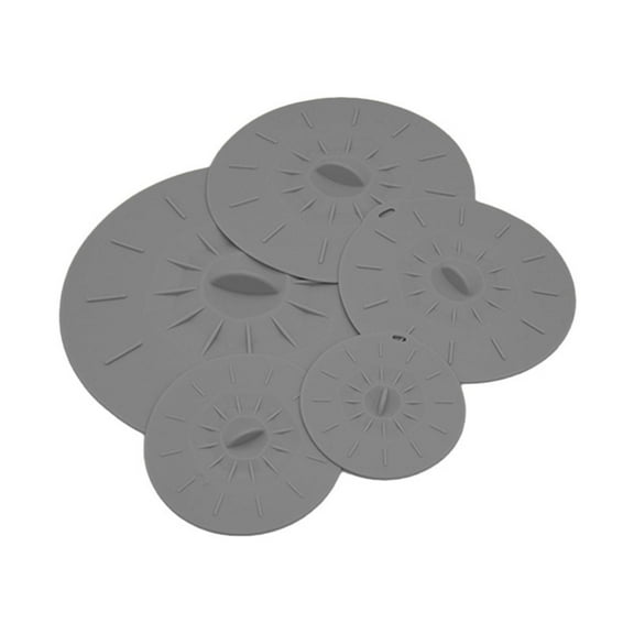 Silicone Stretchable Bowl Covers, Torqee 5Pcs Reusable Food Lids, Airtight Seal Flexible Container Tops, for Food Storage, Quick Heating and Kitchen Organization, Grey