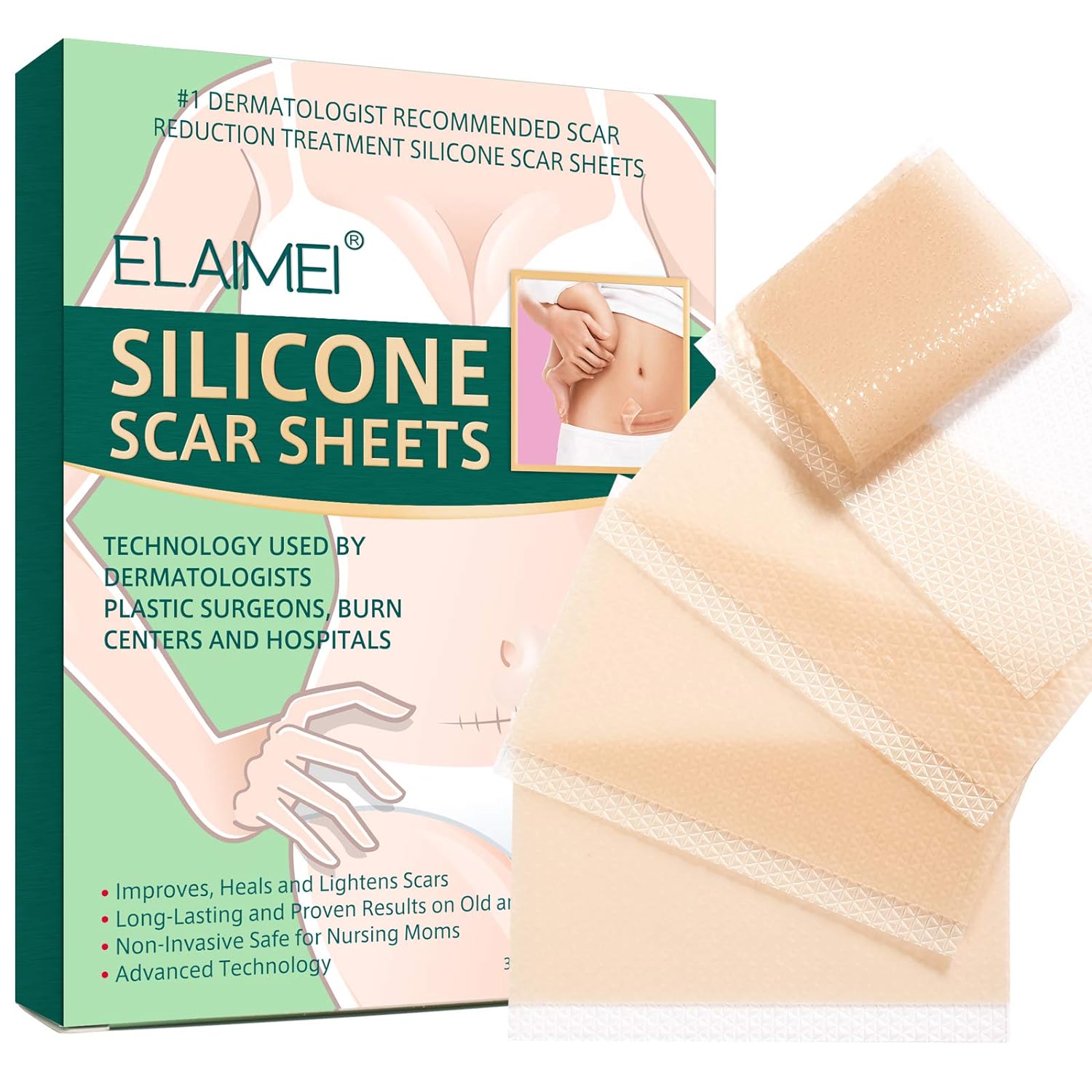 Silicone Strips Scar Removal Sheets Tummy Tuck Breast Reduction Gel