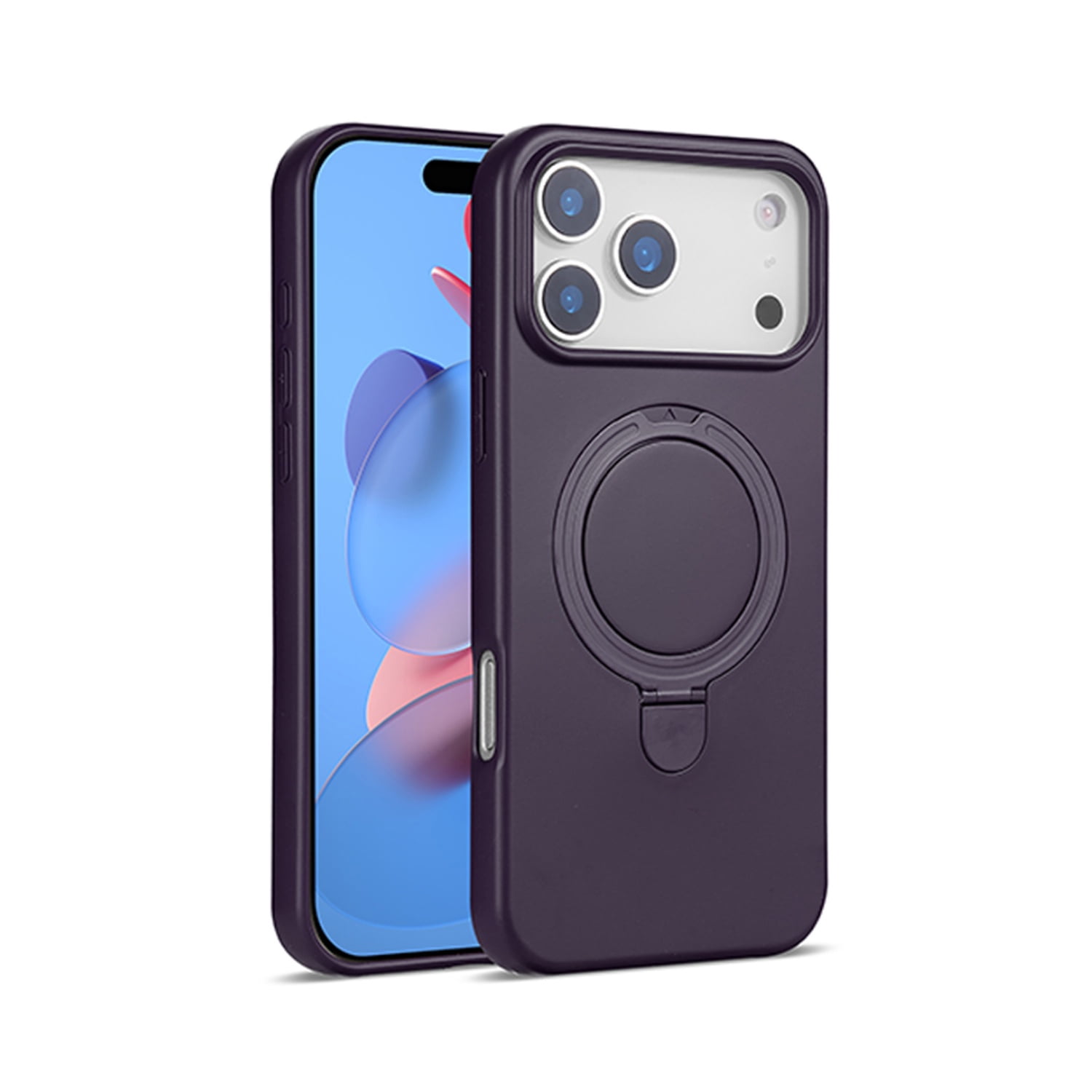 Silicone Stylish Stand Case with Magsafe for iPhone 17 Pro - Dark Purple
