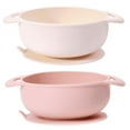 thumbnail image 1 of KC Luv Silicone Suction Baby Bowls, Dusty Pink & Milk White, BPA Free, Baby Led Weaning, 1 of 9