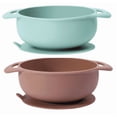 thumbnail image 1 of KC Luv Silicone Suction Baby Bowl Set of 2, Moody Blue & Earth Brown, BPA Free, Soft Food Grade Silicone, 1 of 10