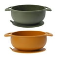 thumbnail image 1 of KC Luv Silicone Suction Baby Bowl Set of 2, BPA Free, Soft Food Grade Silicone, Green & Claybank, 1 of 7