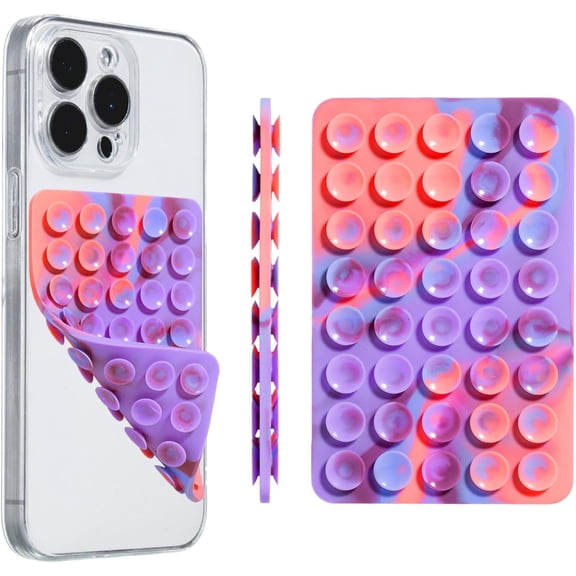 Silicone Suction Cup Phone Mount Double Sided Sticky Phone Grip Backside Sucker for iPhone Android Hippers Grippy Strong Cell Phone Case Accessory Stuff Mirror Stick On (Sunset Color 1PCS)