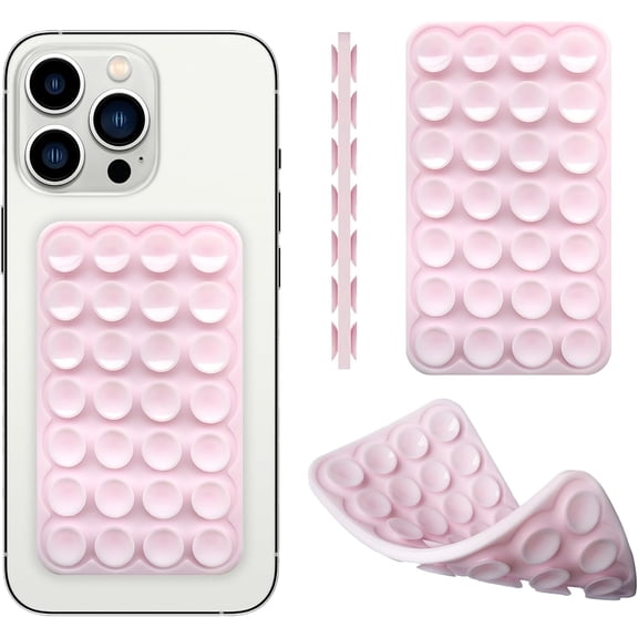 Silicone Suction Phone Case Mount 28 Strong Grip Holder Hands-Free Non-Slip Mount Double-Sided Adhesive Dash Holder for iPhone and Android Works on Glass Metal Plastic for