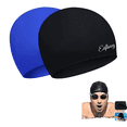 thumbnail image 1 of Silicone Swim Cap, 2 Pack Unisex Swim Caps Durable Flexible Silicone Swimming Hats for Women Men Adults, 1 of 10