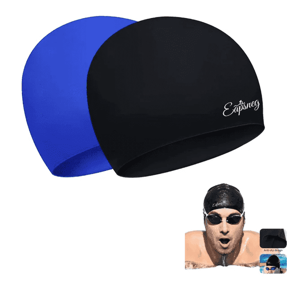 Silicone Swim Cap, 2 Pack Unisex Swim Caps Durable Flexible Silicone Swimming Hats for Women Men Adults