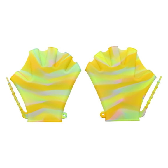 Silicone Swim Hand Paddles with Adjustable Strap, Frog Palm Webbed Gloves for Adult Water Training Surfing Diving, Marble Color Pattern, Non‑Slip Inner Grip for Pool & Open Water