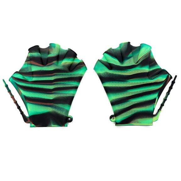 Silicone Swim Hand Paddles With Adjustable Wrist Strap Webbed Fins For Adult Water Training Surfing Diving Green 1 Pack